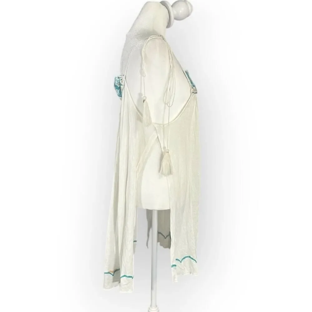 Free People Heat Wave Mini Dress Women's Small Ivory Tunic Babydoll Embroidered
